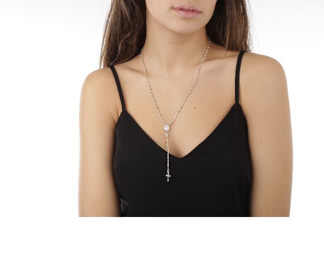 Collana Rosario Argento Con Palline Lucide E Croce Selezione Zanolli 146381 611cl00315