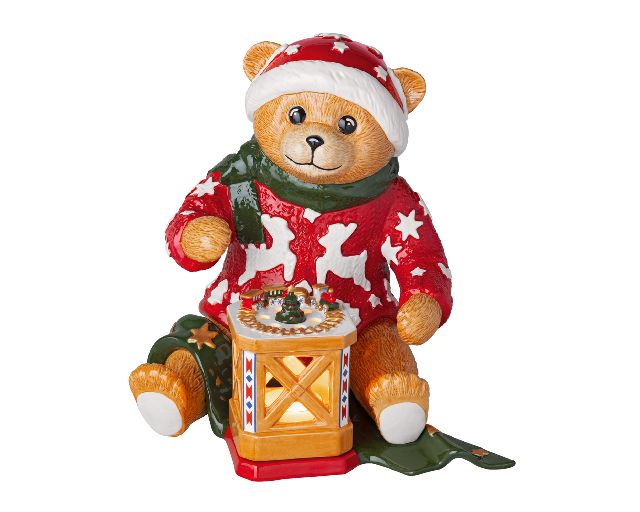 Idea regalo natale teddy con lanterna christmas toys memory porcellana