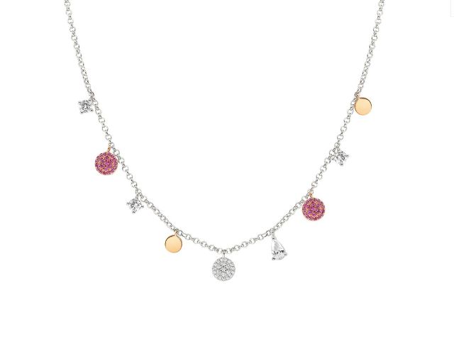Necklace lucentissima silver with round charms and zircons