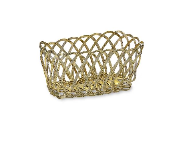Rectangular copper basket intreccio