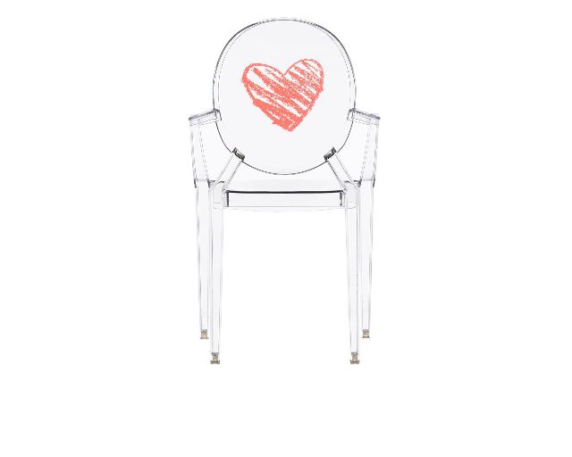 Sedia Lou Lou Ghost Trasparente Con Cuore Kartell