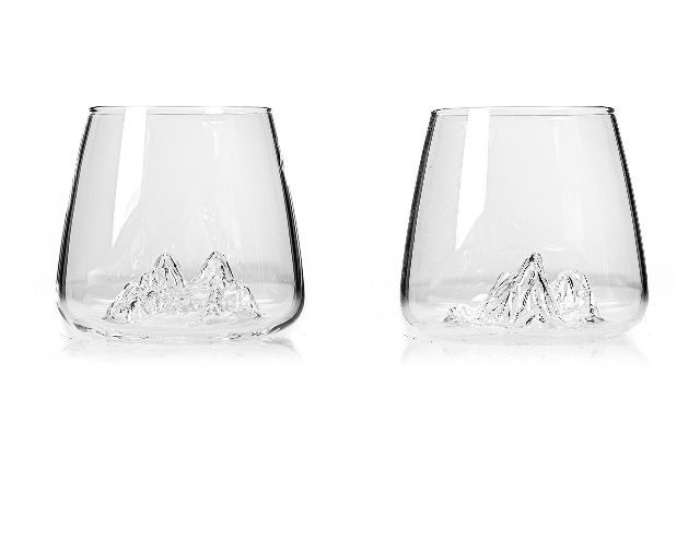 Whisky glass set topographic tre cime/monte rosa 2 pieces