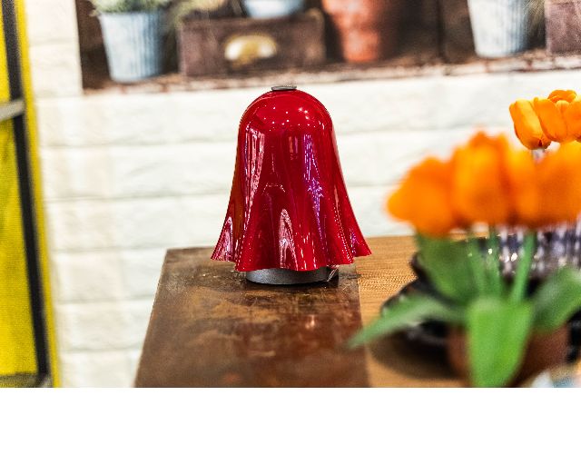 Lampada da tavolo fantasmino vetro di murano ricaricabile rosso