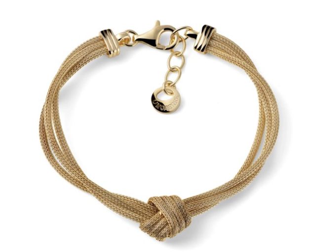 Bracciale argento dorato con nodo centrale