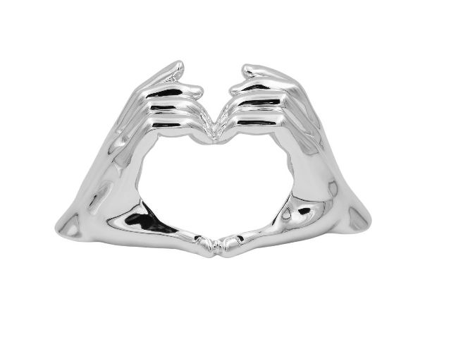Scultura mani cuore argento