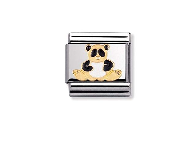 Panda composable acciaio oro e smalto