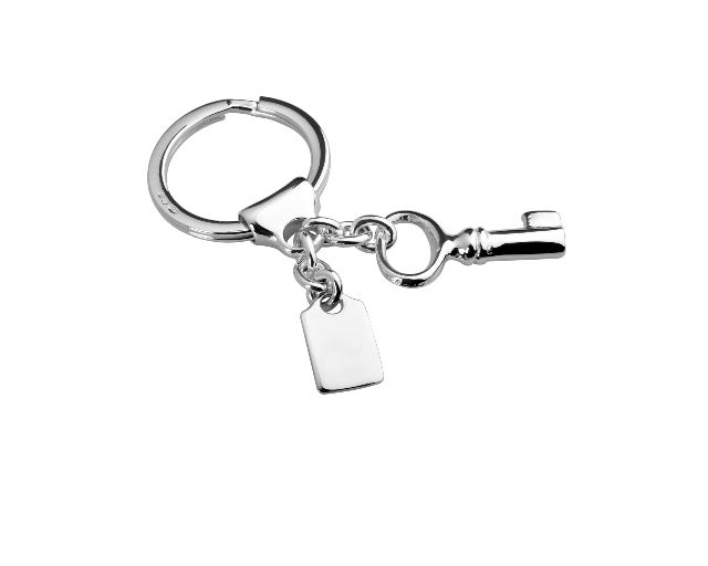 Keychain key silver with plate