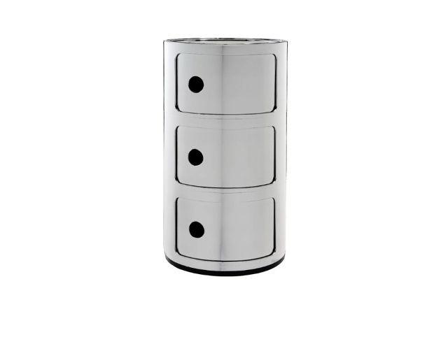 Cassettiera componibile metal a tre elementi colore cromato