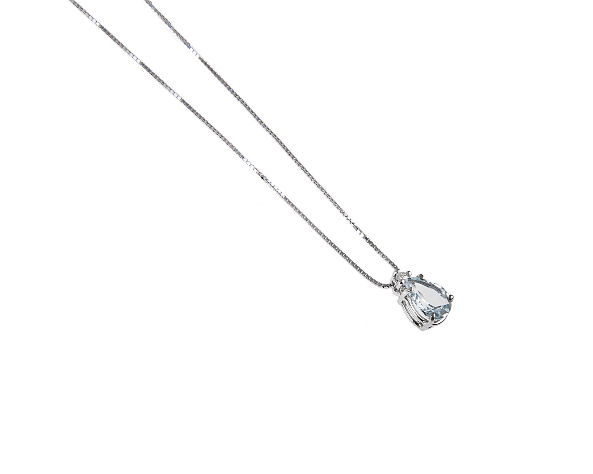 Collana Oro 750 Con Acquamarina Goccia E Diamanti Selezione Zanolli