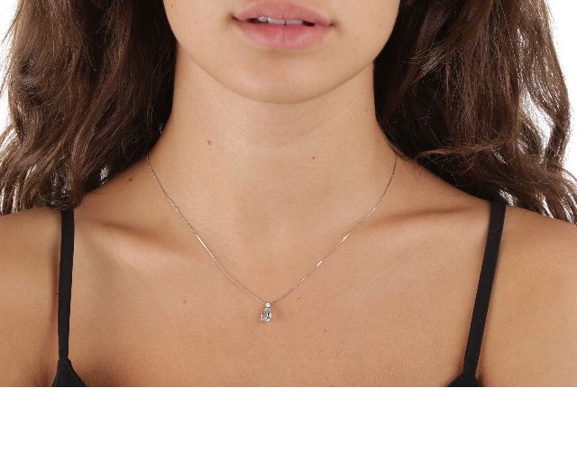 Collana Oro 750 Con Acquamarina Goccia E Diamanti Selezione Zanolli