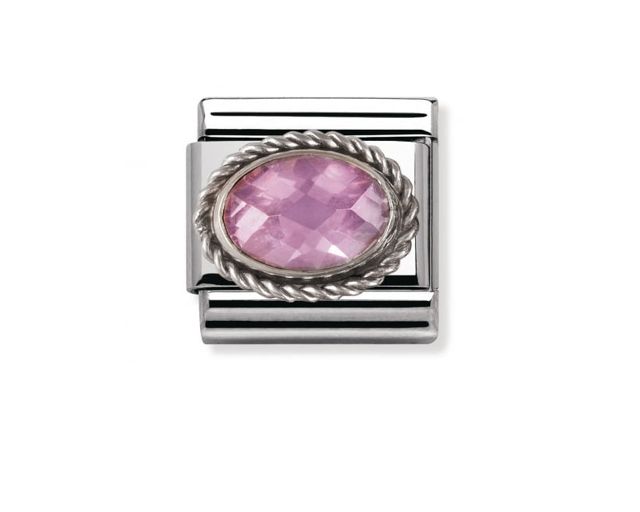 Pink zircon composable steel silver and zircons
