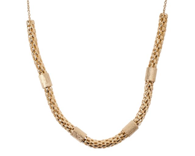 Collana argento dorato con inserti satinati