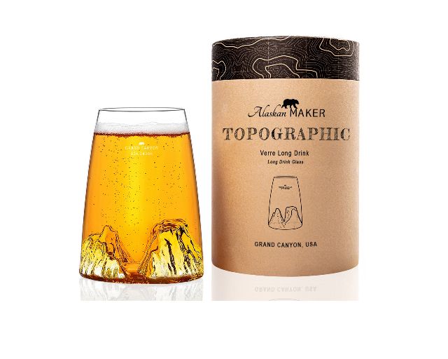 Long Drink Glass Topographic Grand Canyon Alaskan Maker 189448 200vdg