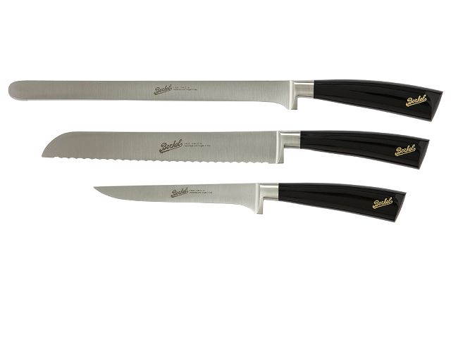 Set 3 pezzi prosciutto elegance acciaio con manico nero