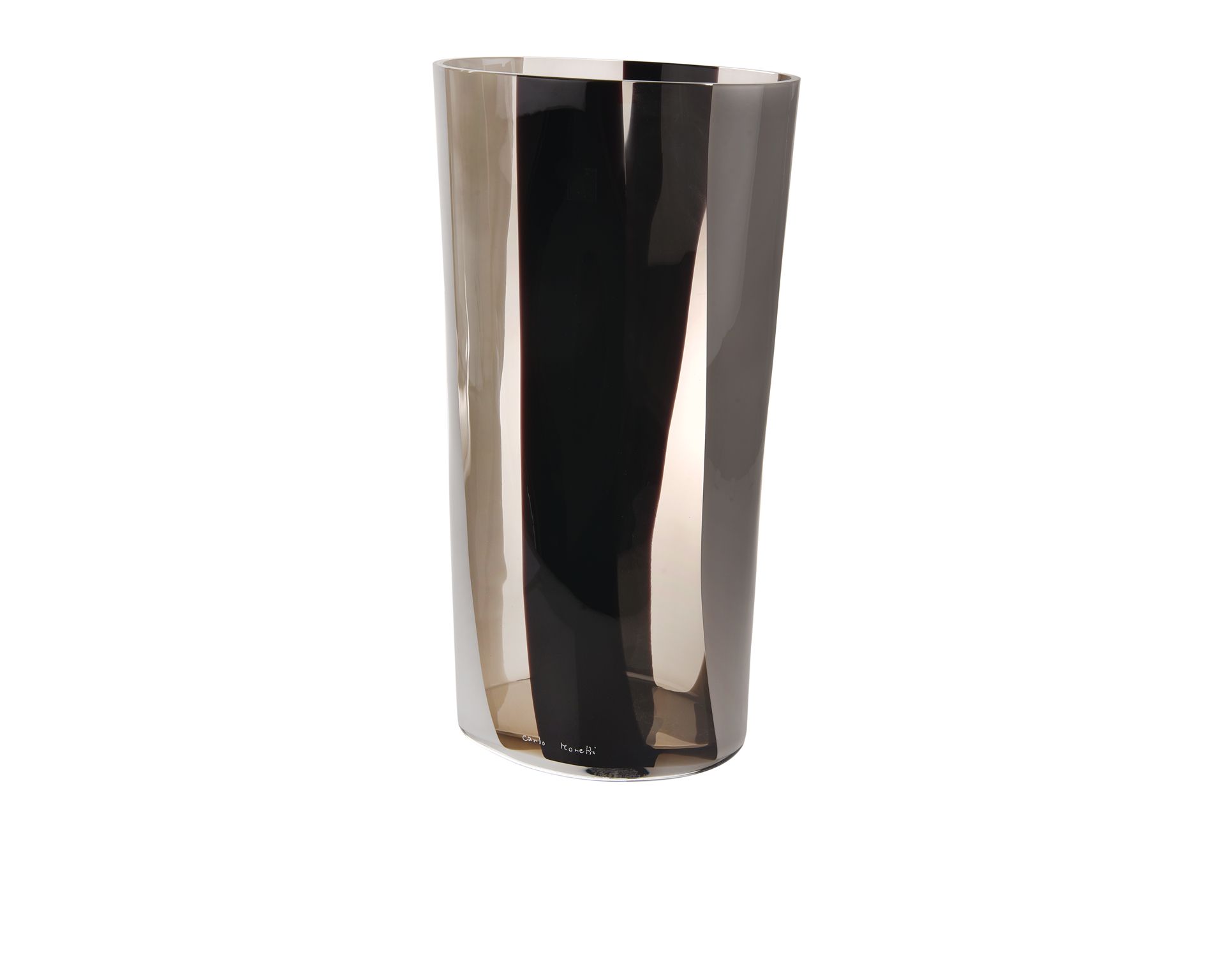 Vaso Ovale Vetro Di Murano Latte Nero Grigio Carlo Moretti 137691 677601rlng