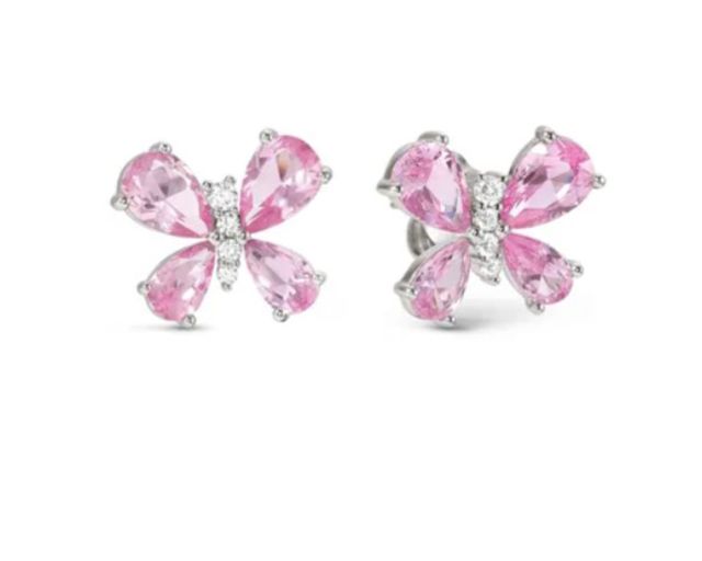 Orecchini shine me up argento farfalla rosa