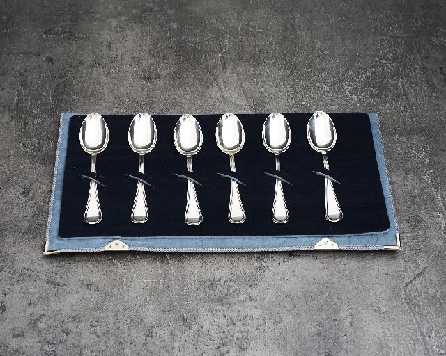 Set cucchiaini caffè/the argento 99 grammi 6 pezzi in stile inglese usato ricondizionato