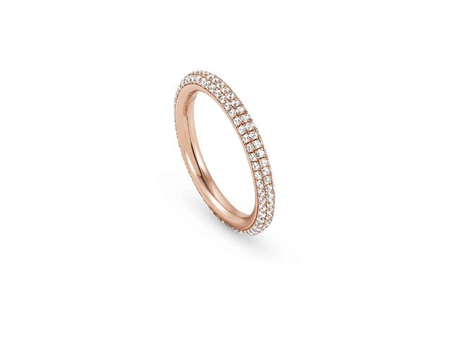 Ring endless silver with rose gold coating and zircons