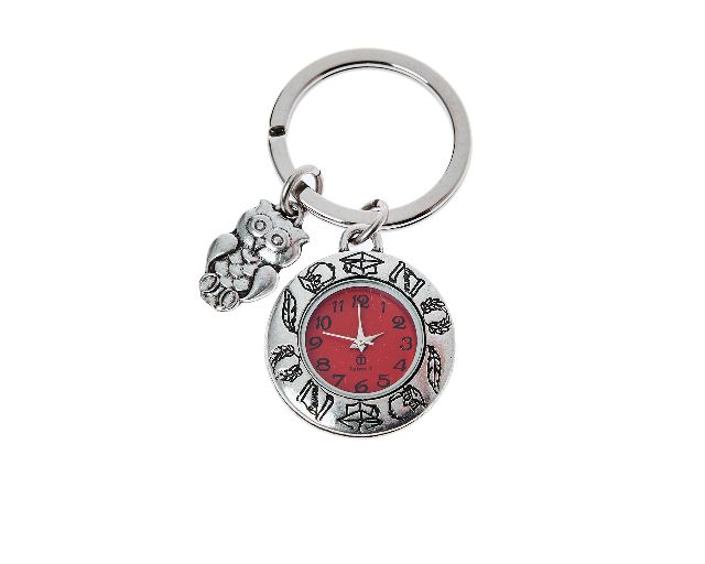 Portachiavi laurea con orologio e gufo