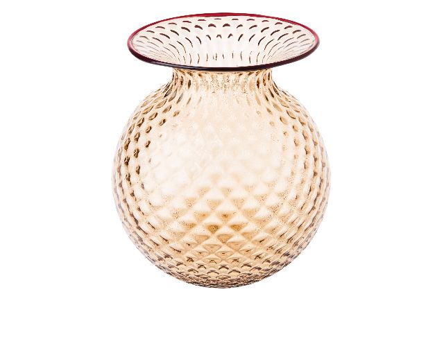 Vase fiori balloton murano glass moka with red ring