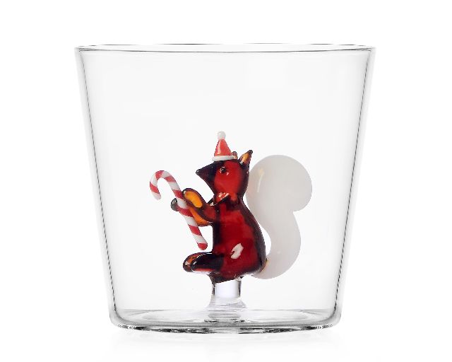 Idea regalo natale bicchiere tumbler scoiattolo con bastoncino woodland tales