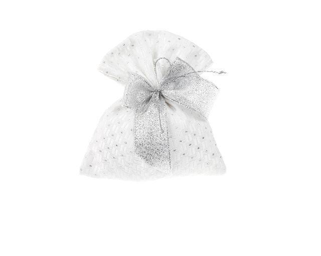 Sacchetto portaconfetti argento con fiocco argento