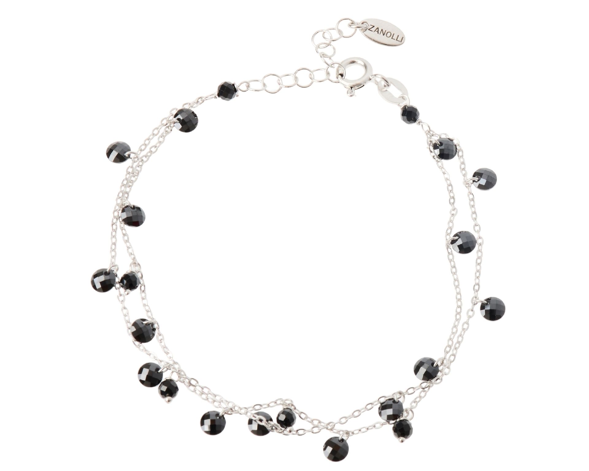 Bracciale Argento Con Charms E Zirconi Neri Selezione Zanolli 189701 726br3082n