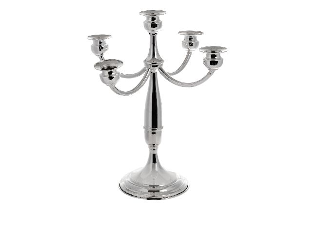 Candelabro argento a cinque fiamme in stile inglese