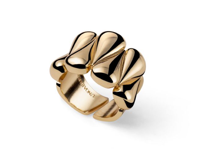 Anello line in bronzo dorato