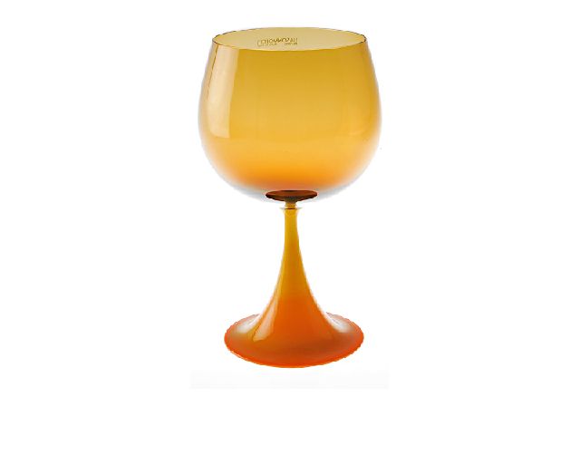 Bourgogne goblet burlesque murano glass yellow brown