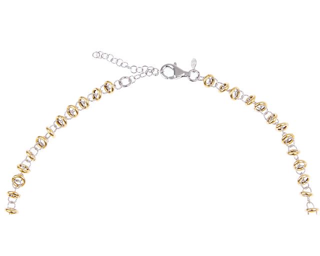 Collana Argento Con Anelli Dorati E Diamantati Selezione Zanolli 169453 514dm417ad