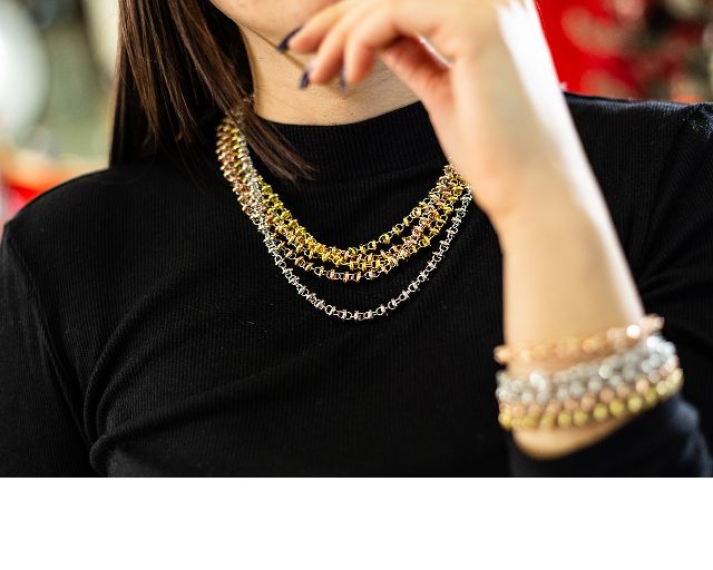 Collana Argento Con Anelli Dorati E Diamantati Selezione Zanolli 169453 514dm417ad