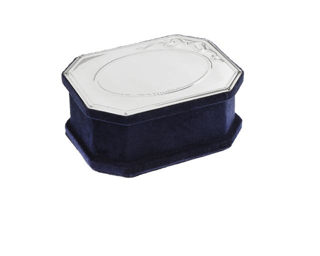 Scatola portagioie argento e velluto blu