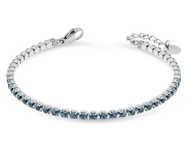 Bracciale tennis acciaio e zirconi azzurri