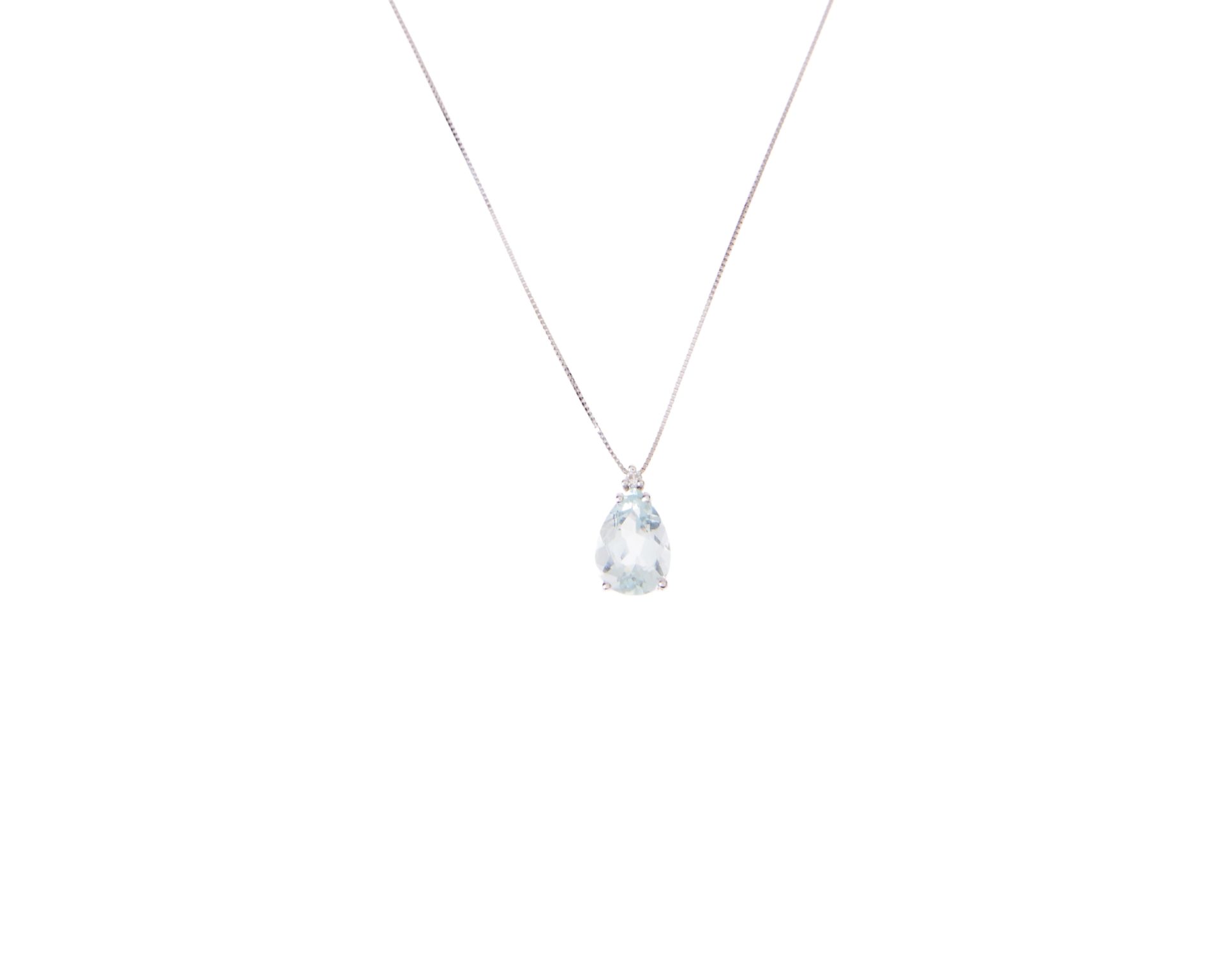 Collana Oro 750 Con Acquamarina Goccia E Diamanti Selezione Zanolli