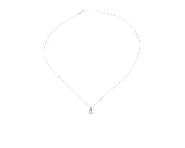 Collana Oro 750 Con Acquamarina Goccia E Diamanti Selezione Zanolli