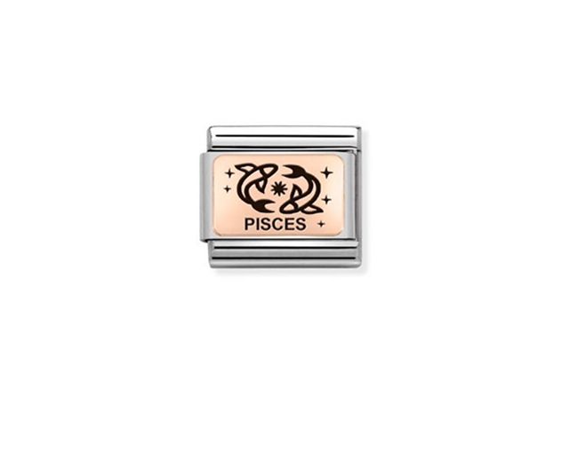 Pesci composable acciaio oro rosa 375 e smalto nero