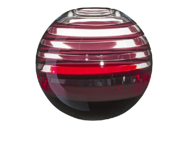 Vase sfera murano glass red and black