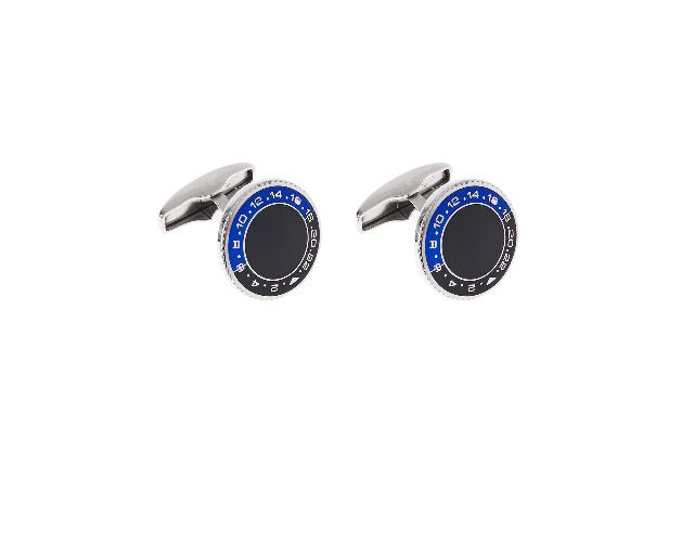 Cufflinks silver with blue and black bezel