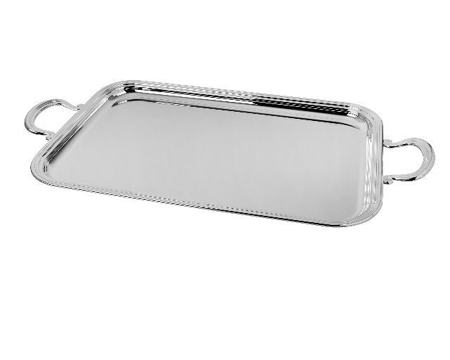 Vassoio rettangolare silver plated in stile inglese