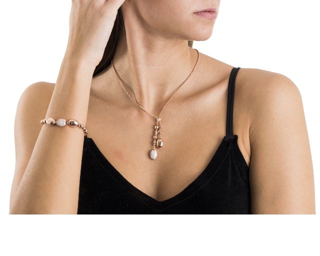 Necklace Silver Cubes And Oval With White Zircons Mediterraneo Gioielli 163471 939d01rzbc01
