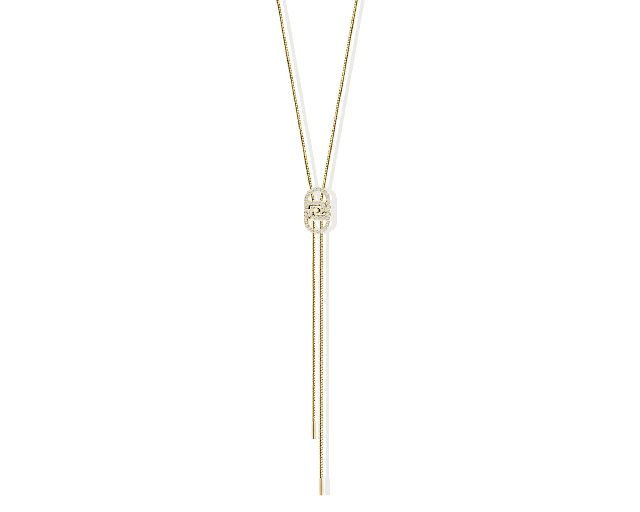 Collana acciaio dorato logo saliscendi con zirconi