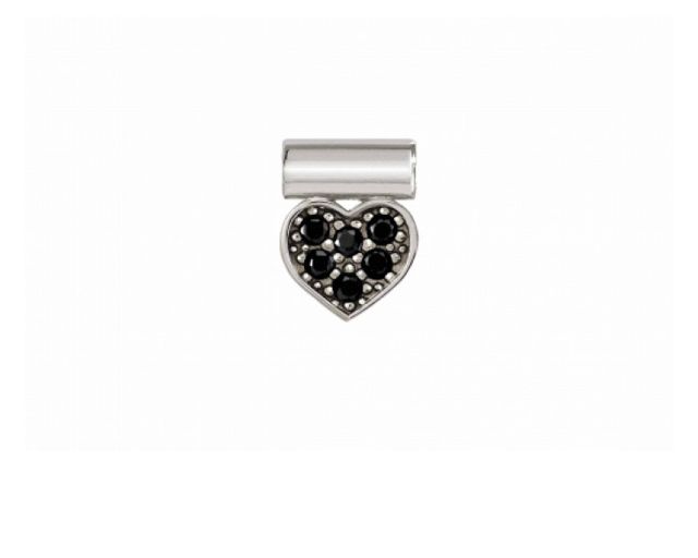 Charm seimia silver black heart and stones