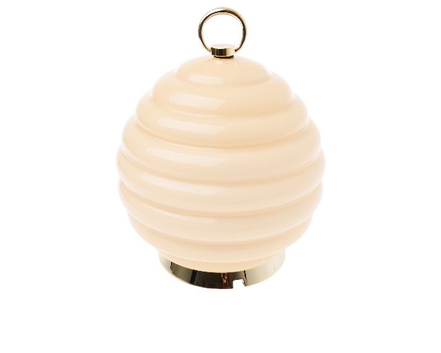 Table lamp gran balloton murano glass peach and milk white