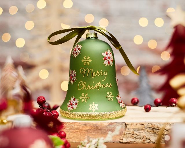 Christmas gift bell green merry christmas with led light