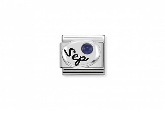 September composable steel silver and sapphire stone