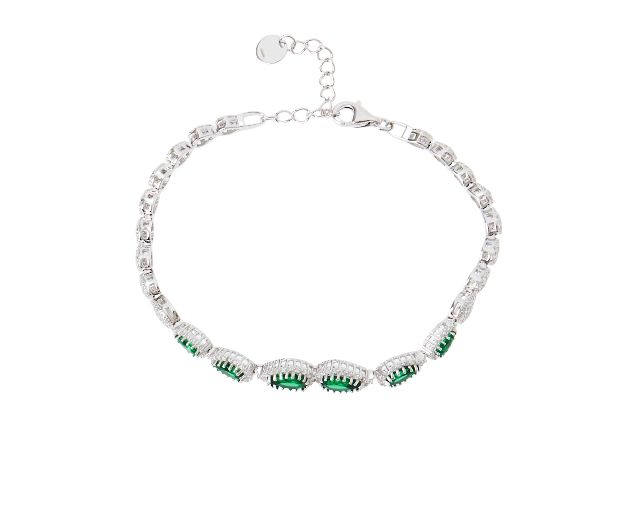 Bracelet Silver With Green And White Zircons Sovrani 187396 814j11007