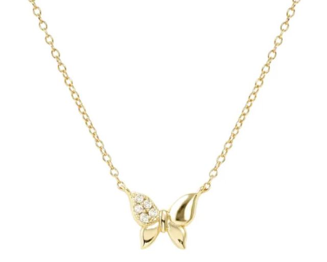Collana petit sparkle argento dorato farfalla e zirconi