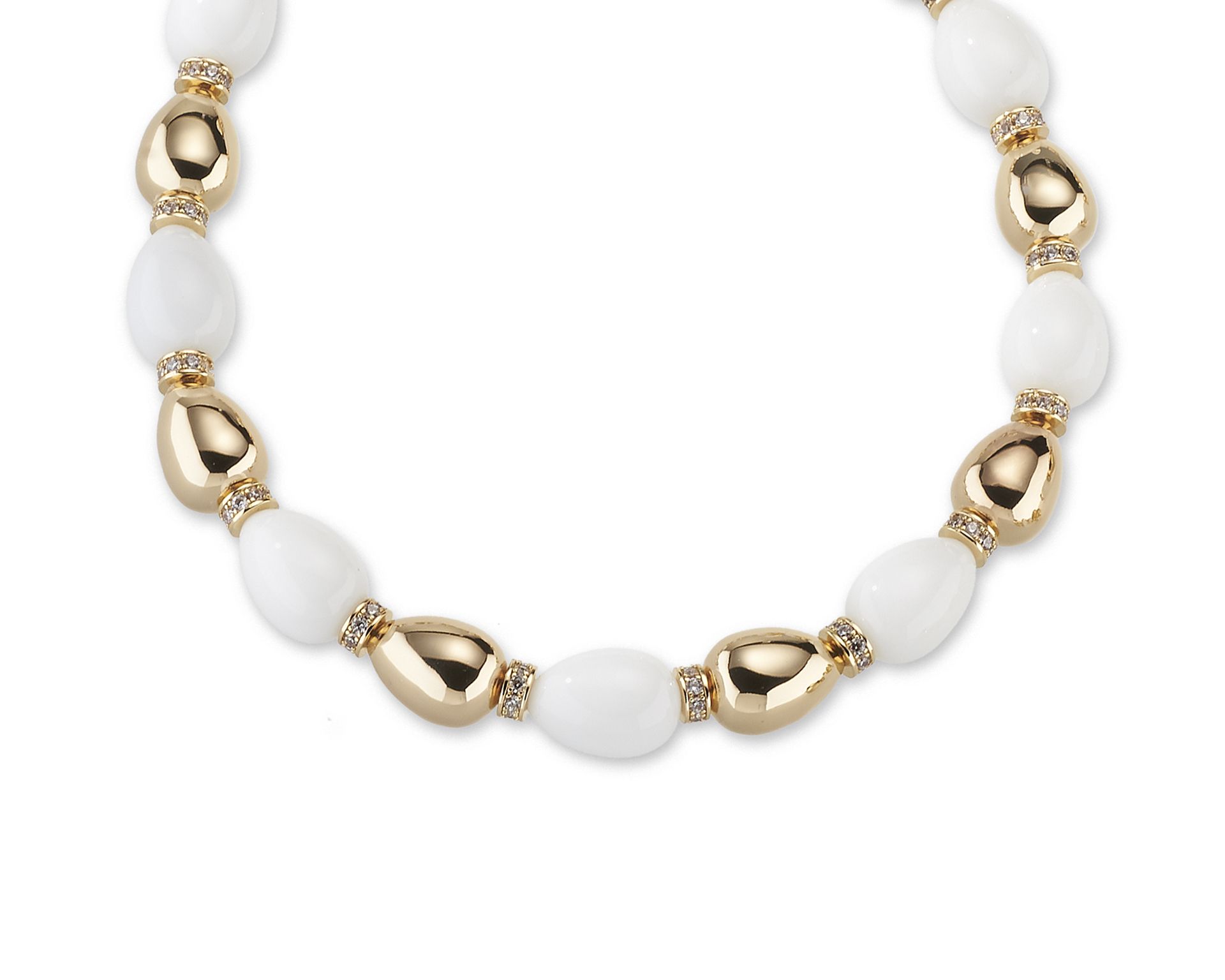 Necklace Brass In Gold Plated Brass White Agate And Zircons Sovrani 187555 814j10858