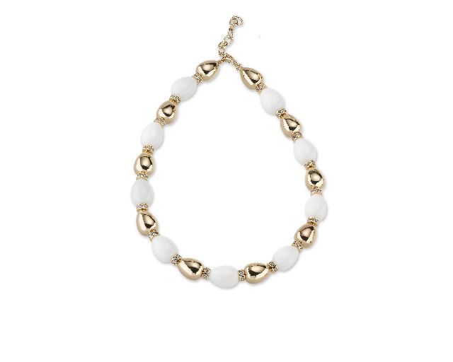 Necklace Brass In Gold Plated Brass White Agate And Zircons Sovrani 187555 814j10858